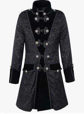 Mens Black Gothic Steampunk Victorian DarcChic Jacket Frock Coat